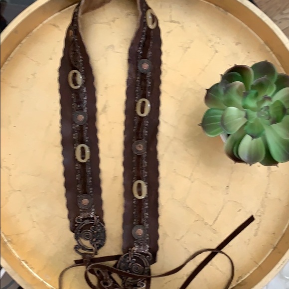 Women’s Brown Leather & Copper Embellishment Belt - Picture 3 of 8